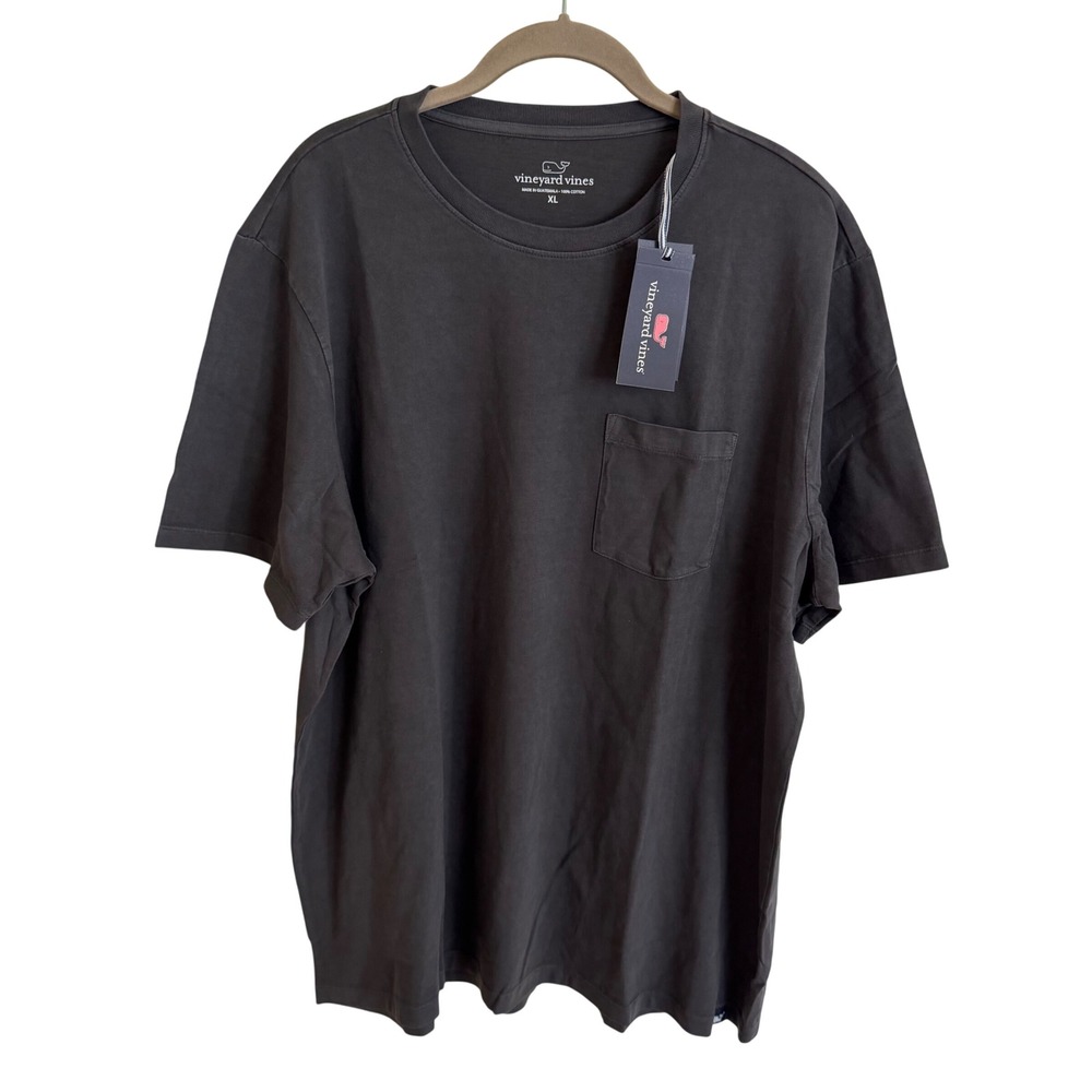 NWT Vineyard Vines Mens Surf Garment-Dye Pocket Tee Jet Black XL T-Shirt‎ New